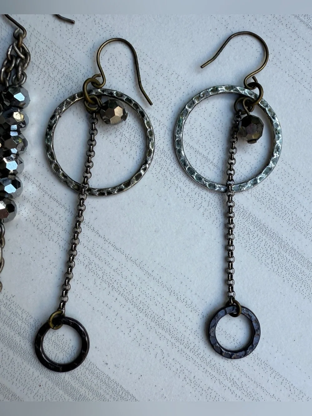 3️⃣Pairs of Artisan Handcrafted Earrings Metal Tones Faceted Glass Beads 3”+Long - Picture 12 of 15